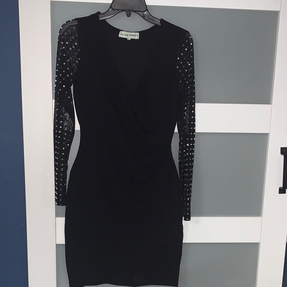 Almost Famous Black Dress with Studded Sleeves